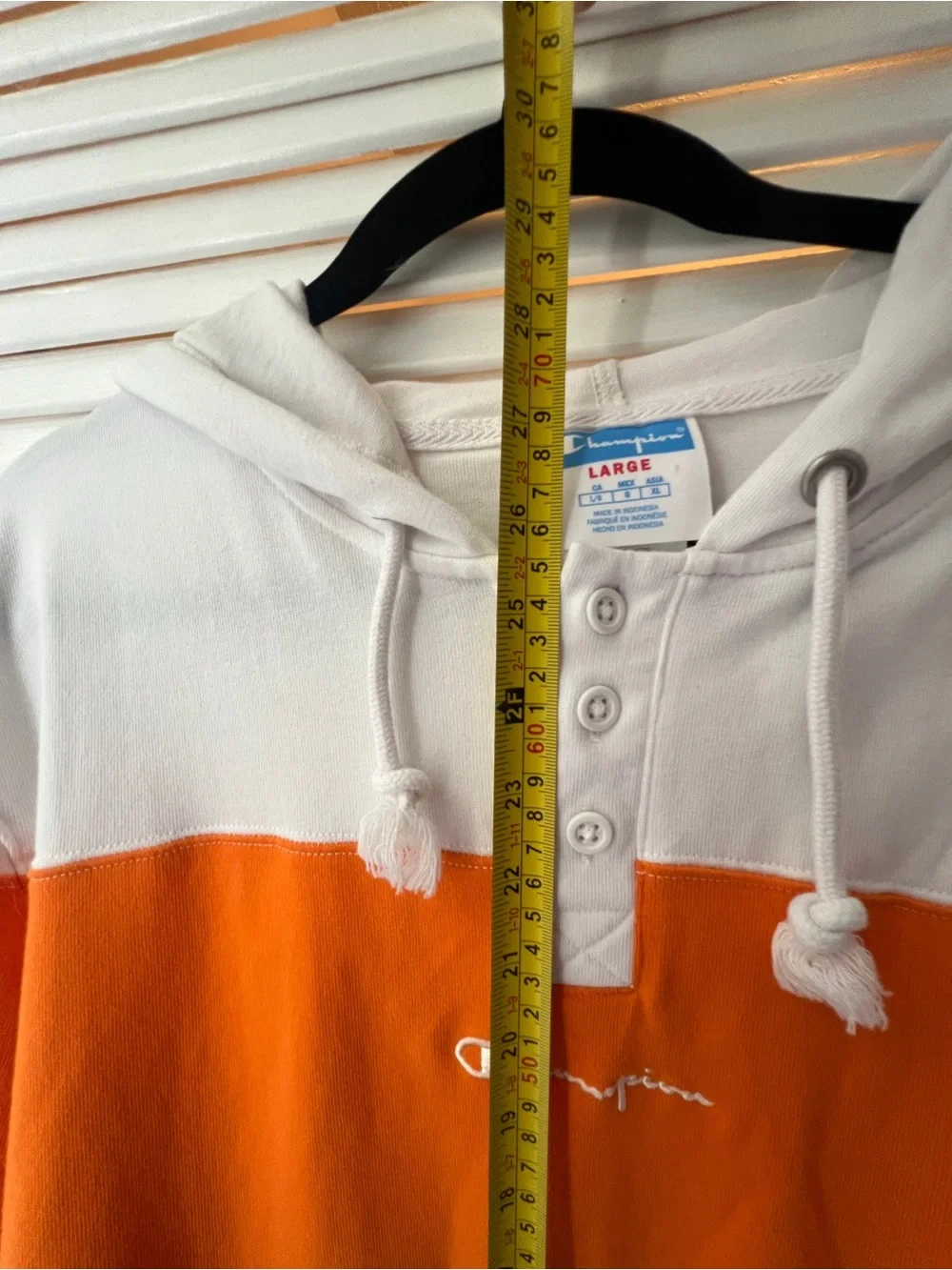 Champion Colorblock Crewneck Hoodie - White/Orange/Turquoise/Gray